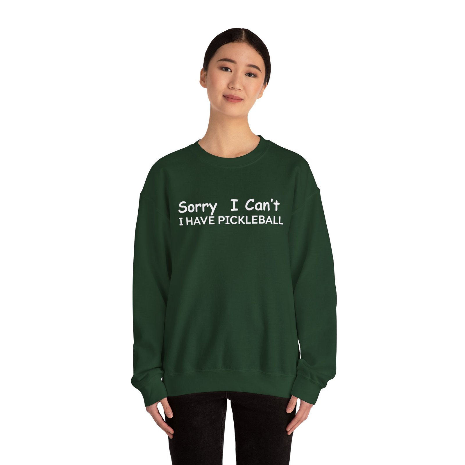 pickleball sweatshirt sorry i can't, sports gear, thoughtful gift, athletic wear, casual attire, unisex crewneck pickleball sweatshirt sorry i can't, sports gear, thoughtful gift, athletic wear, casual attire, unisex crewneck
