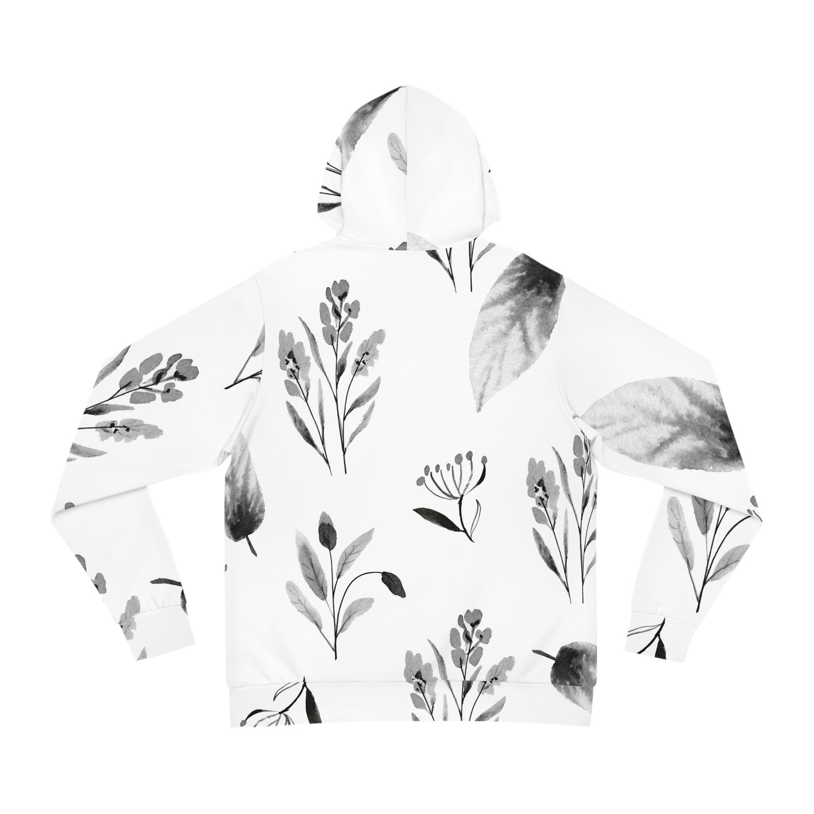 leafy black and white flower fashion hoodie, nature print sweatshirt, botanical pattern hoodie, trendy floral pullover, stylish monochrome leafy black and white flower fashion hoodie, nature print sweatshirt, botanical pattern hoodie, trendy floral pullover, stylish monochrome
