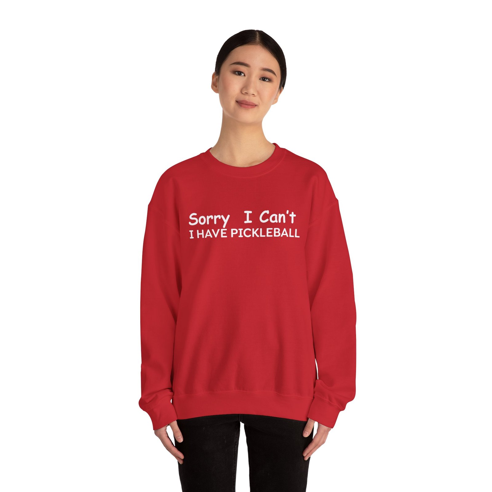 pickleball sweatshirt sorry i can't, sports gear, thoughtful gift, athletic wear, casual attire, unisex crewneck pickleball sweatshirt sorry i can't, sports gear, thoughtful gift, athletic wear, casual attire, unisex crewneck