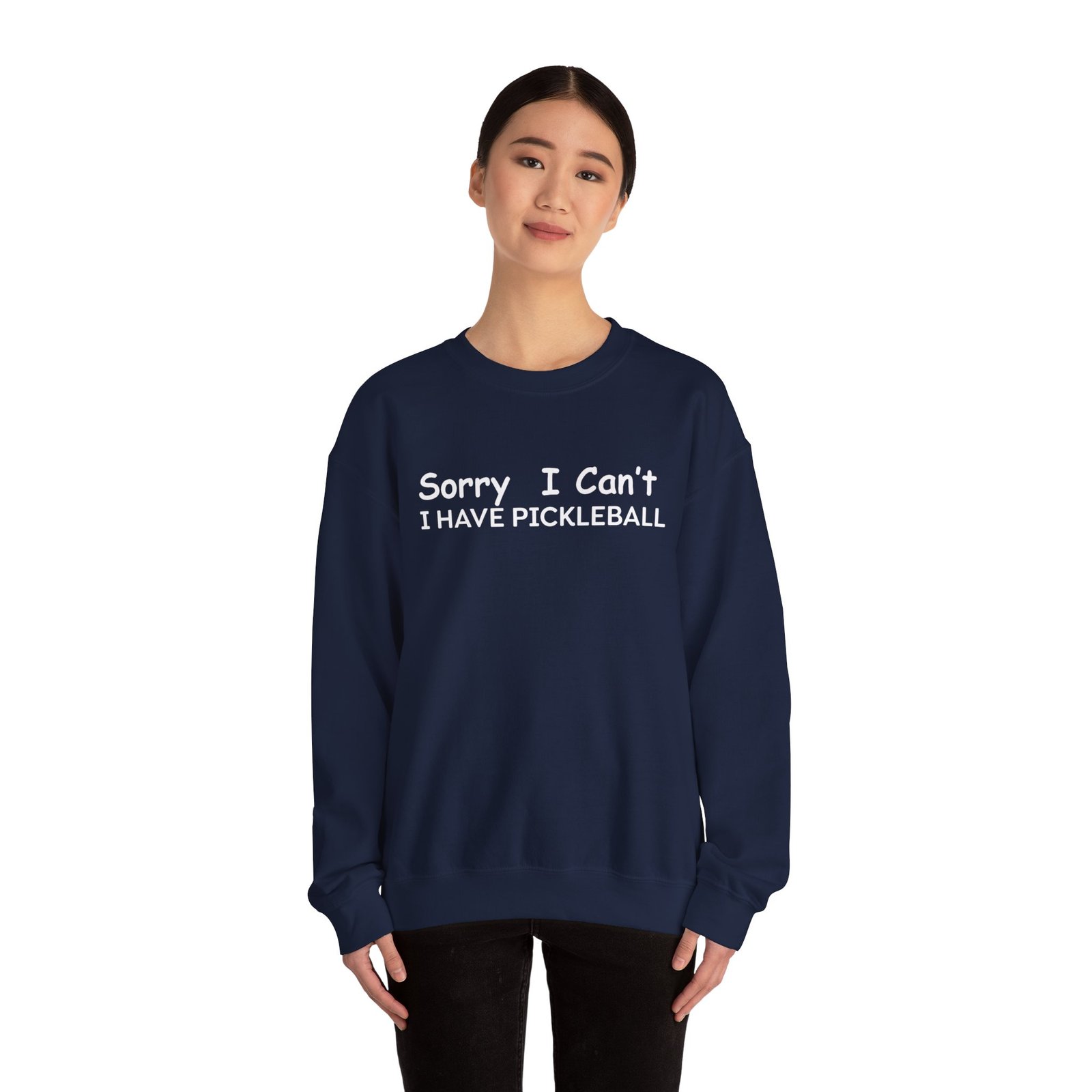 pickleball sweatshirt sorry i can't, sports gear, thoughtful gift, athletic wear, casual attire, unisex crewneck pickleball sweatshirt sorry i can't, sports gear, thoughtful gift, athletic wear, casual attire, unisex crewneck