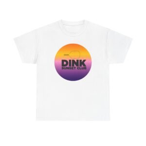 dink sunset club unisex heavy cotton tee, casual summer shirt, beach vibes apparel, gift for friends, vacation outfit