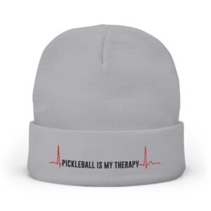 pickleball therapy knit beanie, sporty hat for pickleball lovers, embroidered gifts for athletes, winter accessory, fun sports merchandise