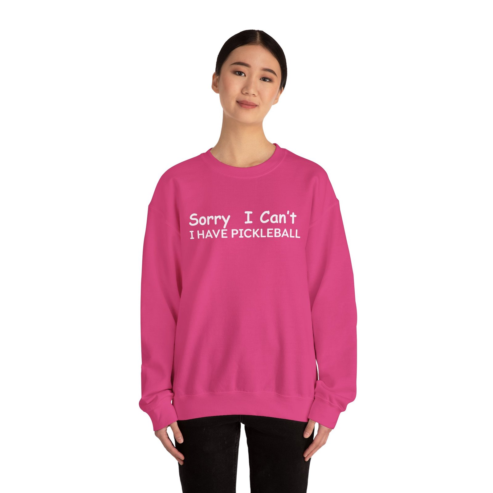pickleball sweatshirt sorry i can't, sports gear, thoughtful gift, athletic wear, casual attire, unisex crewneck pickleball sweatshirt sorry i can't, sports gear, thoughtful gift, athletic wear, casual attire, unisex crewneck