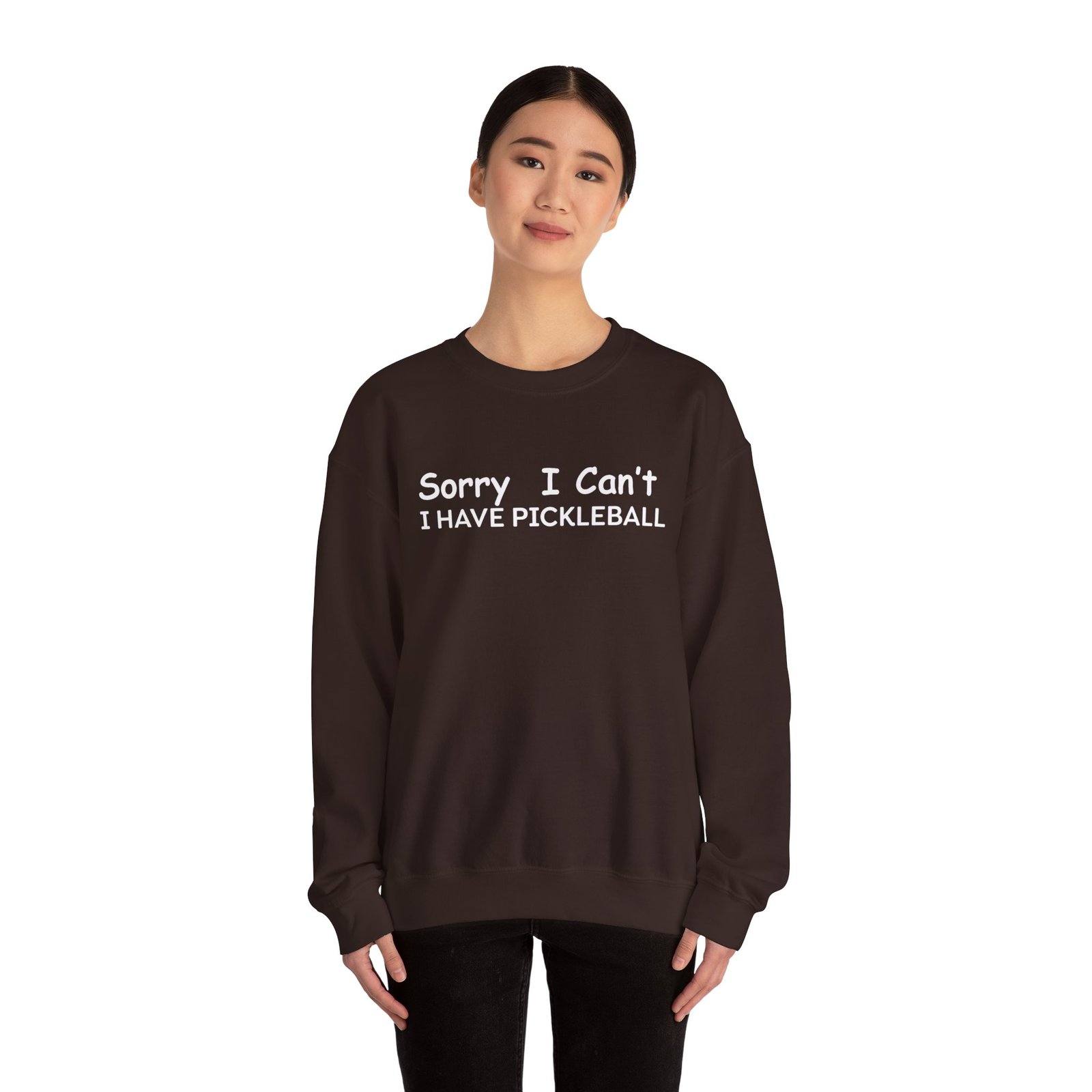 pickleball sweatshirt sorry i can't, sports gear, thoughtful gift, athletic wear, casual attire, unisex crewneck pickleball sweatshirt sorry i can't, sports gear, thoughtful gift, athletic wear, casual attire, unisex crewneck